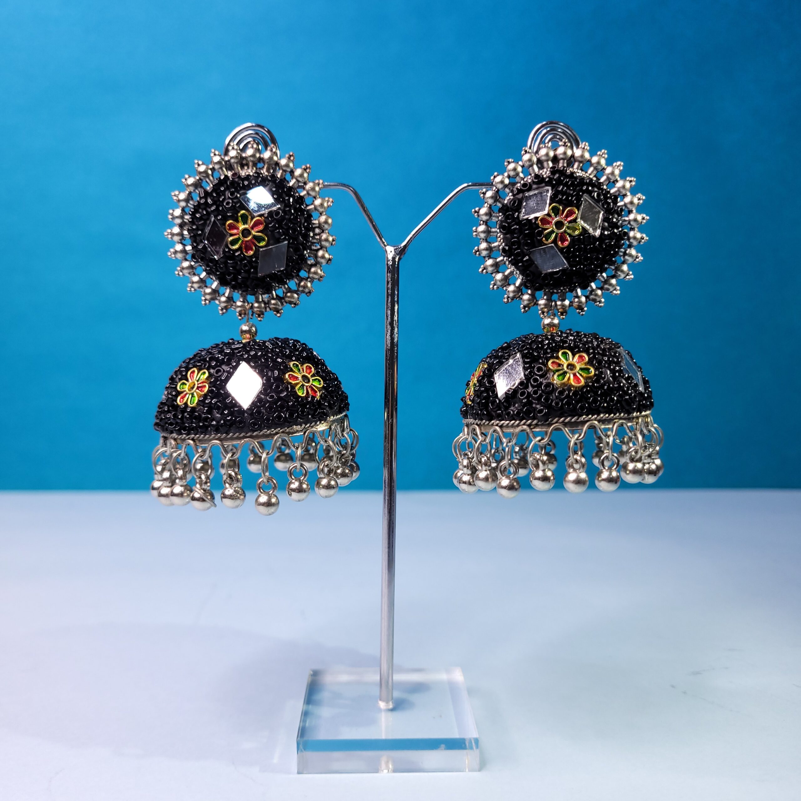 Boho Mirror word Oxidized Earrings