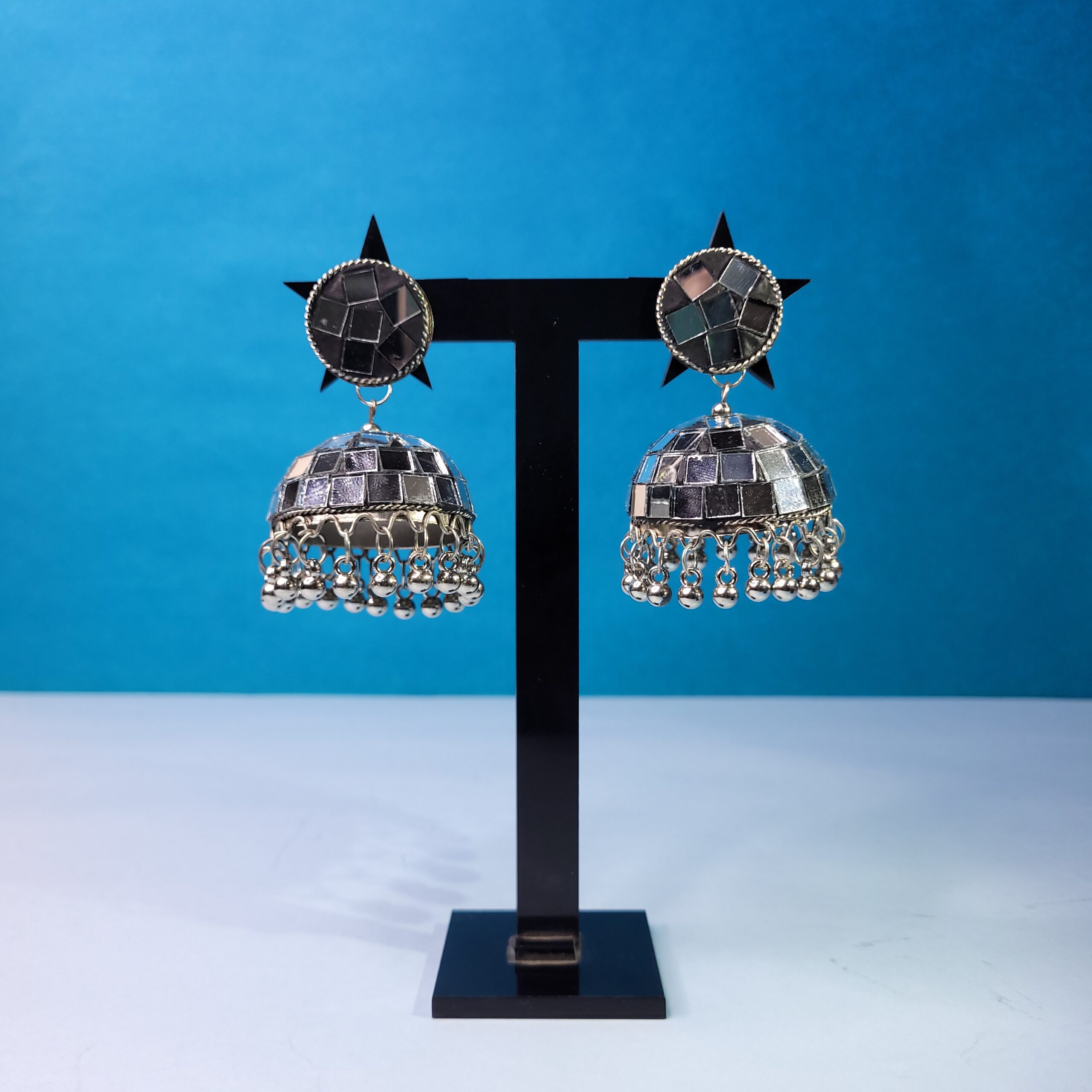 Stunning Mirror Work Oxidized Earrings