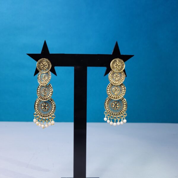 Elegant Gold Plated Oxidized Jhumka with Three Layers